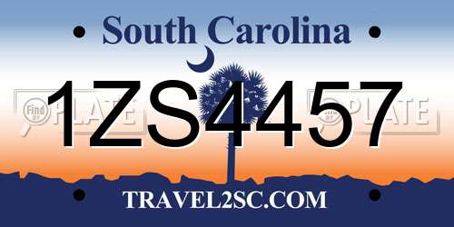 1ZS4457 South Carolina License Plate