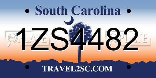 1ZS4482 South Carolina License Plate