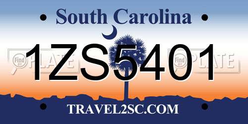 1ZS5401 South Carolina License Plate