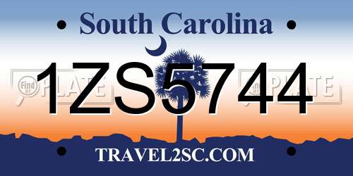 1ZS5744 South Carolina License Plate