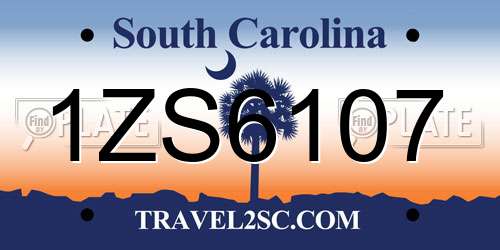 1ZS6107 South Carolina License Plate