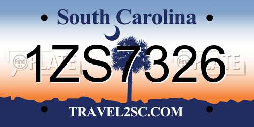 1ZS7326 South Carolina License Plate