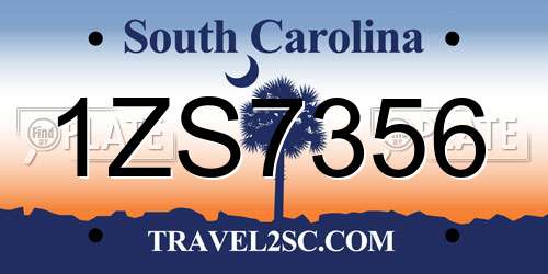 1ZS7356 South Carolina License Plate