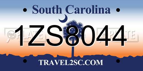 1ZS8044 South Carolina License Plate