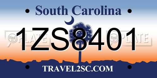 1ZS8401 South Carolina License Plate