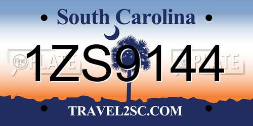 1ZS9144 South Carolina License Plate