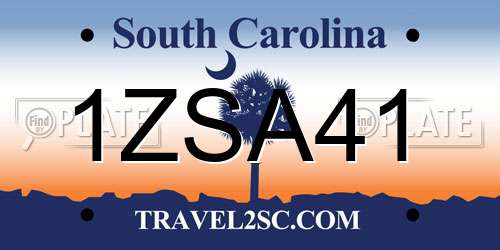 1ZSA41 South Carolina License Plate
