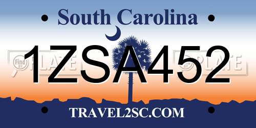 1ZSA452 South Carolina License Plate