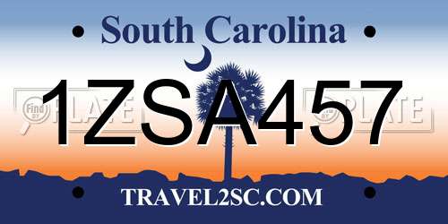 1ZSA457 South Carolina License Plate
