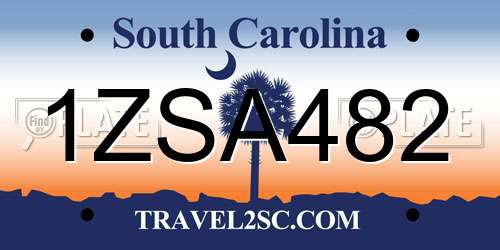 1ZSA482 South Carolina License Plate