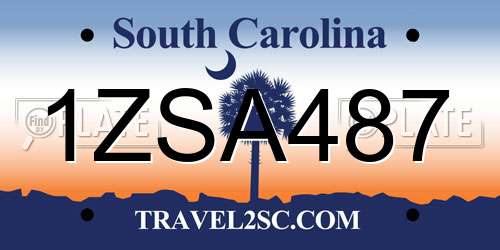 1ZSA487 South Carolina License Plate