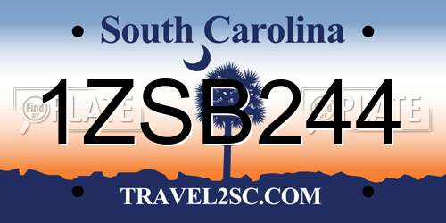 1ZSB244 South Carolina License Plate