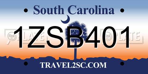 1ZSB401 South Carolina License Plate