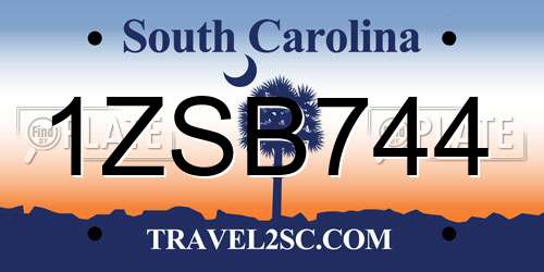 1ZSB744 South Carolina License Plate