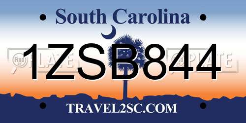 1ZSB844 South Carolina License Plate