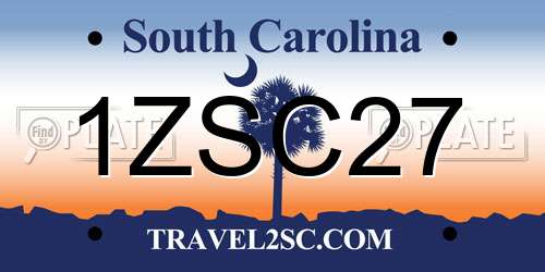 1ZSC27 South Carolina License Plate