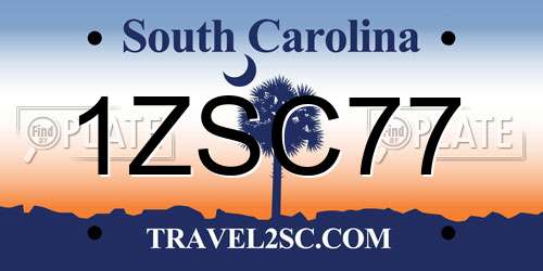 1ZSC77 South Carolina License Plate