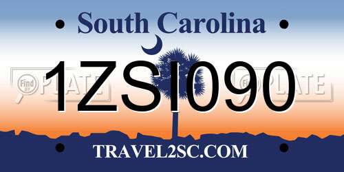 1ZSI090 South Carolina License Plate