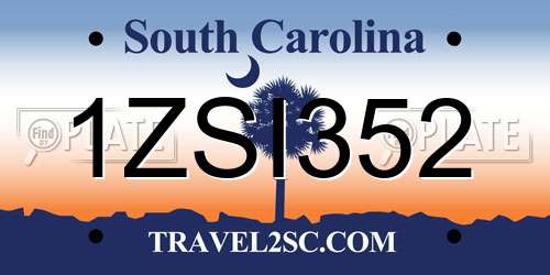 1ZSI352 South Carolina License Plate