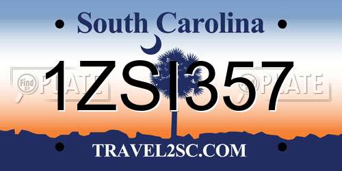 1ZSI357 South Carolina License Plate