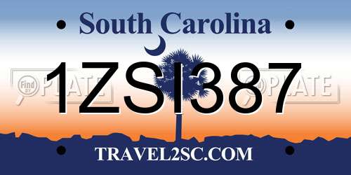 1ZSI387 South Carolina License Plate