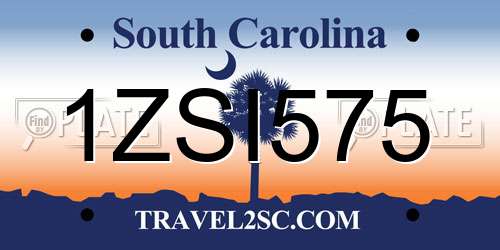1ZSI575 South Carolina License Plate
