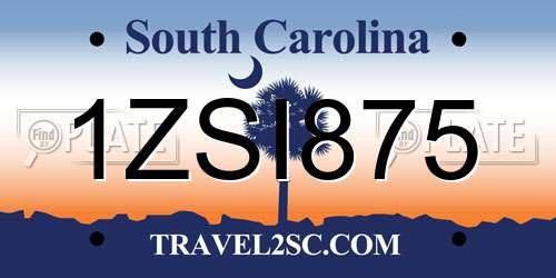 1ZSI875 South Carolina License Plate
