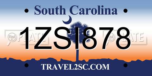 1ZSI878 South Carolina License Plate