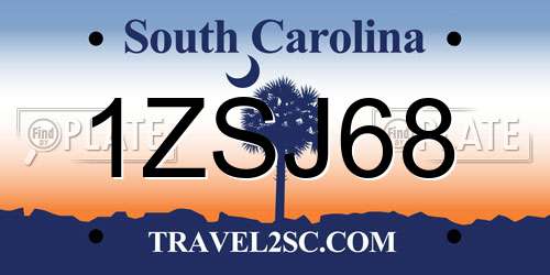 1ZSJ68 South Carolina License Plate