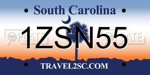 1ZSN55 South Carolina License Plate
