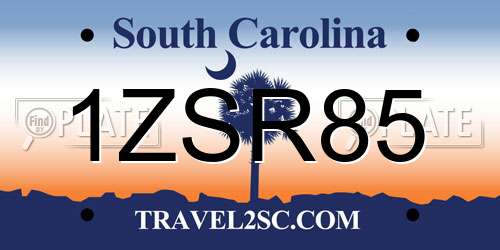 1ZSR85 South Carolina License Plate