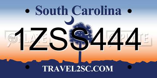 1ZSS444 South Carolina License Plate
