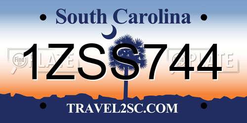 1ZSS744 South Carolina License Plate