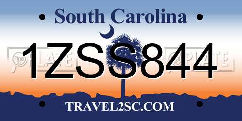 1ZSS844 South Carolina License Plate