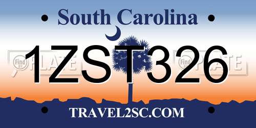 1ZST326 South Carolina License Plate
