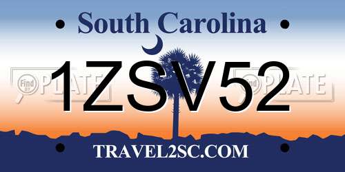 1ZSV52 South Carolina License Plate