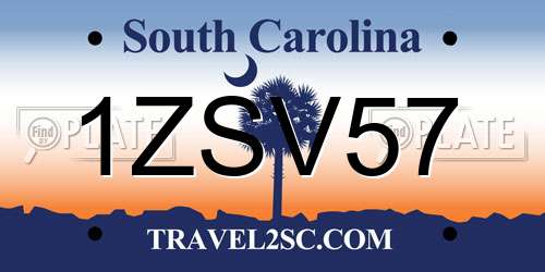 1ZSV57 South Carolina License Plate