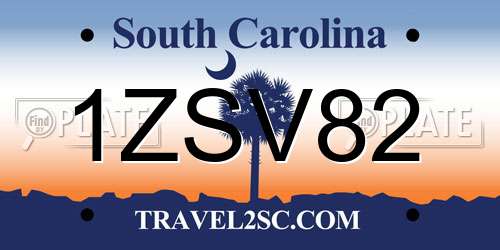 1ZSV82 South Carolina License Plate