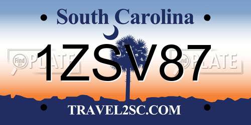 1ZSV87 South Carolina License Plate