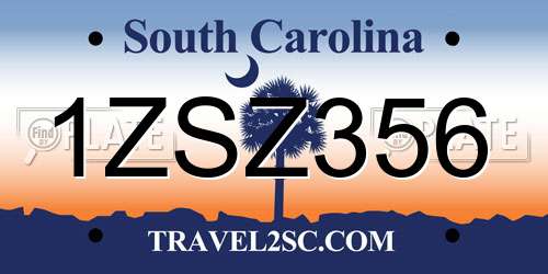1ZSZ356 South Carolina License Plate