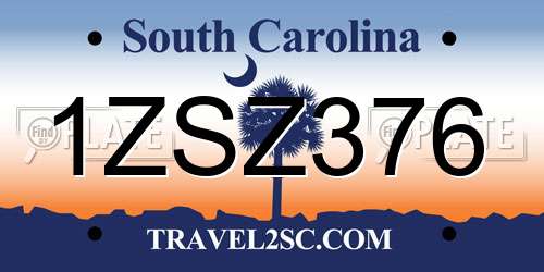 1ZSZ376 South Carolina License Plate