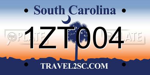 1ZT004 South Carolina License Plate