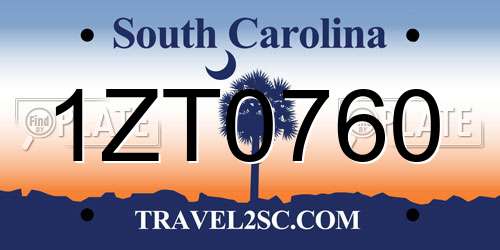 1ZT0760 South Carolina License Plate