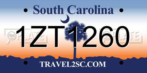 1ZT1260 South Carolina License Plate