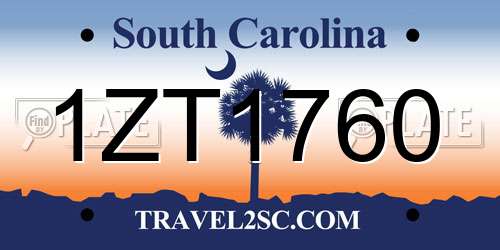 1ZT1760 South Carolina License Plate