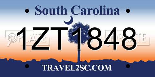 1ZT1848 South Carolina License Plate