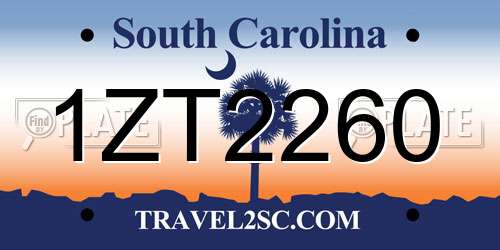 1ZT2260 South Carolina License Plate