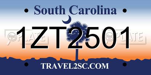 1ZT2501 South Carolina License Plate