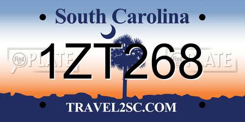 1ZT268 South Carolina License Plate