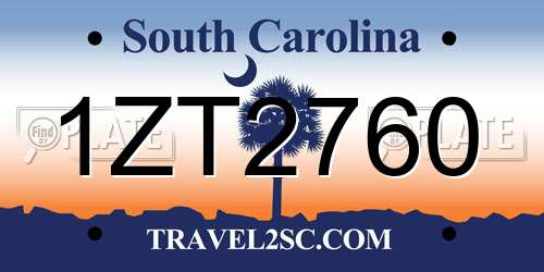 1ZT2760 South Carolina License Plate